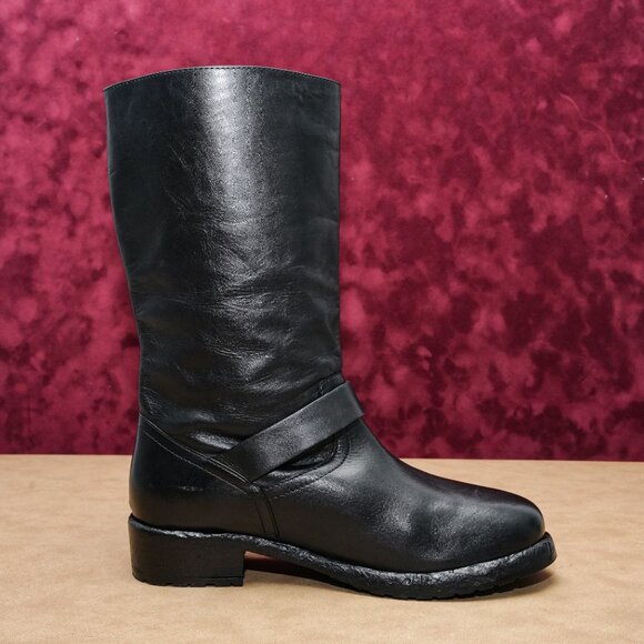 Free People Women Engineer Black Leather Buckle Moto Biker Boots sz 9 - Picture 4 of 7